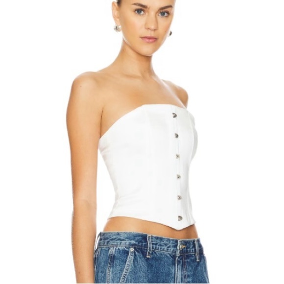 superdown Tops - Superdown Jordyn Strapless Corset Top in White Size XXS